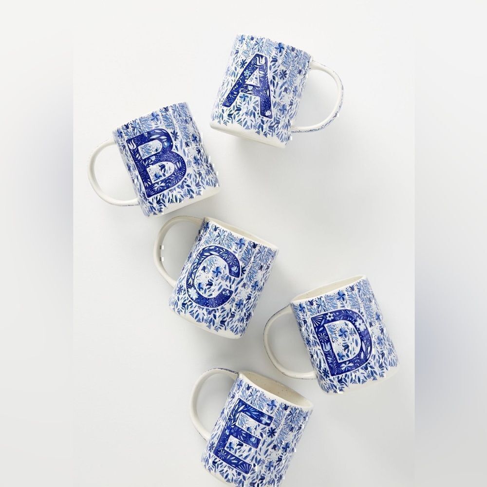 Anthropologie 1 Folksong Monogram Mug Letter X New In Box